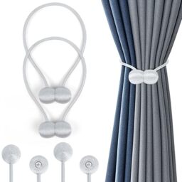 Romon Magnetic Curtain Tiebacks, Pack of 2 Curtain Holdbacks Rope, Shower Curtain Back Holder, Strong Durable Magnetic Holdbacks Buckle Rope for Home, Office, Window Decorative, Pretty and Fashionable