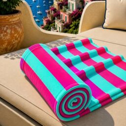 PETTI Artigiani Italiani - Microfibre Beach Towel, Beach or Pool Towel, Beach Sunbed, Large 90 x 180 cm, Fuchsia Tiffany Stripes