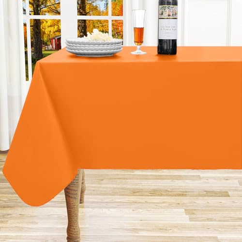 "homing Rectangle Vinyl Tablecloth, Waterproof Spillproof Plastic Flannel Backed Table Cloth, Wipe Clean Table Cover for Dining, Buffet Parties and Camping (Orange, 60"" x 120"")"