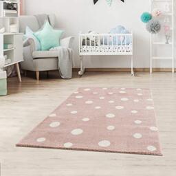 Jimri Children's Rug Dots, Polka Dots, Oeko-Tex Seal, Colour: Beige, Blue, Pink, Children's Room