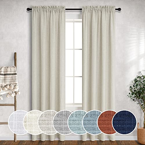 "Mrs.Naturall Colorful Sheer Linen Curtains with Rod Pocket 38"" x 84"""