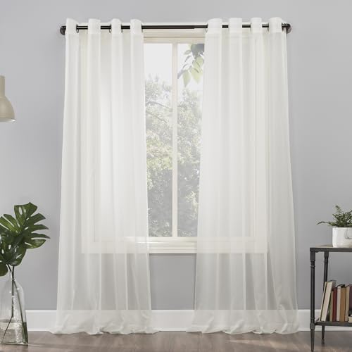 "No. 918 Voile Sheer Grommet Curtain Panel, Polyester, Eggshell Off-White, 59"" W x 120"" L (Pack of 1)"