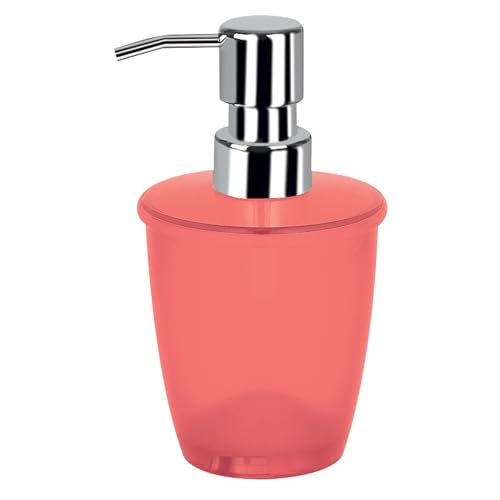 Spirella Toronto Soap Dispenser Bathroom Accessories, Polystyrene, 15.5 x 8.5 x 8.5 cm, Polystyrene, coral, 15.5 x 8.5 x 8.5 cm