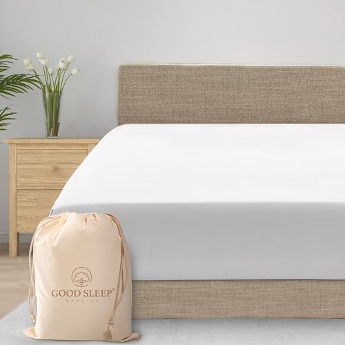 "Good Sleep Bedding Twin XL Fitted Sheet - 1000 Thread Count Extra Long Twin XL Sheets, Soft & Breathable with 16"" Deep Pocket, 100% Egyptian Cotton - White"