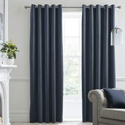 Laurence Llewelyn-Bowen Montrose Navy Velvet Eyelet Curtains – W66 x L54 (168x137cm) – 2 Blackout Panels – Thermal & Soundproof – Lined Curtains – Luxury Bedroom/Living Room