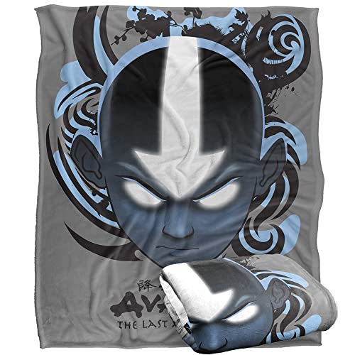 Avatar The Last Airbender Airbender Blue And Black Kanji Silky Touch Super Soft Throw Blanket 152 X 127 Cm