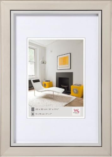 walther Design Picture Frame Steel 10 x 15 cm with Silver Inner Edge Metro Design Frame LO015D