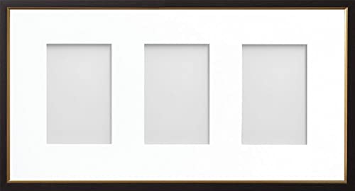Frame Company Drayton Multi Aperture Photo Frame, Black with Gold Inset, 20x10 for 6x4 inch (x3)