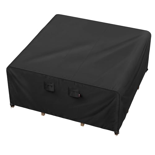 iBirdie Outdoor Patio Furniture Covers Waterproof Weatherproof Square Table Cover 96 x 96 inch - Heavy Duty 600D for Outside Dining Table and Chairs