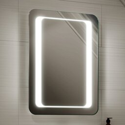 iBathUK Halo LED Bathroom Mirror Battery Operated Rectangular Light Up Mirror with Bright LED Illumination Modern Frameless Copper Free Wall Mounted Design for Bathrooms 500x700mm