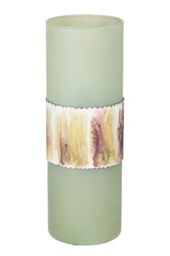 GILDE Decorative Vase, Large Cylinder Vase Made of Glass, Flower Vase, Glass Vase, Table Vase, Decorative Living Room, Colour: Matte Green, Height 35.5 cm
