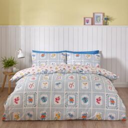 Catherine Lansfield Riviera Tiles Reversible King Duvet Cover Set with Pillowcases Blue