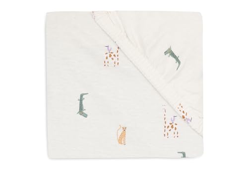 Jollein Jersey Fitted Sheet for Children's Bed Jungle Jambo 60 x 120 cm 100% Cotton Fitted Sheet Oeko-Tex Certified