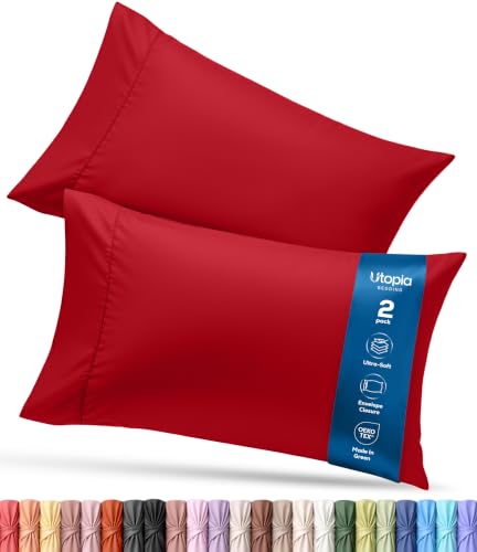 Utopia Bedding King Pillow Cases - 2 Pack - Envelope Closure - Soft Brushed Microfiber Fabric - Shrinkage and Fade Resistant Pillow Covers 20 X 40 Inches (King, Red)