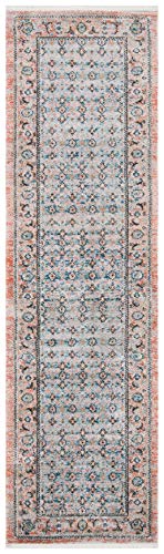 Safavieh Shivan Collection Contemporary Rug for Living Room Dining Room Bedroom Short Pile Blue and Rose 26 x 96 Inch
