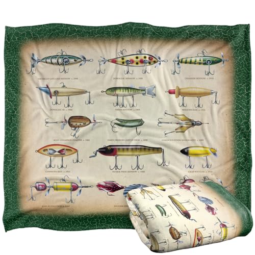 Jq Licensing Antique Flyfishing Lure Panel Silky Touch Super Soft Throw Blanket 152 X 127 Cm