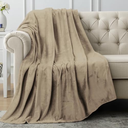 Utopia Bedding Fleece Throw Blanket 127x152cm – Soft Warm Lightweight Breathable Small Versatile Luxury Decorative Throws For Sofa, Bed, Chair & Settees – Cosy Home Gift For Adults, Camel