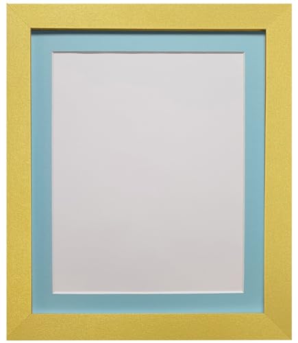 FRAMES BY POST H7 Picture Photo Frame Plastic Glass Gold with Blue Mount 6 x 4 Image Size 4.5 x 2.5 Inch