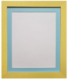 FRAMES BY POST H7 Picture Photo Frame Plastic Glass Gold with Blue Mount 6 x 4 Image Size 4.5 x 2.5 Inch