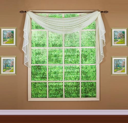 "Today's Curtain Emelia Original Voile Scarf 144"", Ecru, 45"" W x 144"" L"