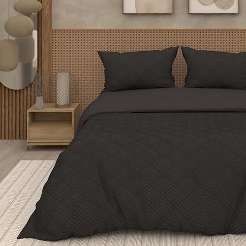 Intemporel Soleil d'Ocre Gaia 3D Microfibre Duvet Cover 260 x 240 cm Black