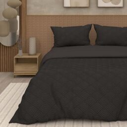 Intemporel Soleil d'Ocre Gaia 3D Microfibre Duvet Cover 260 x 240 cm Black