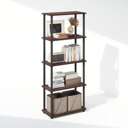 Furinno TURN-N-TUBE 5-Tier Bookcase, Dark Cherry/Black