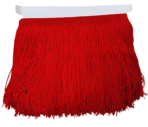 "Lauthen.S 10 Yards of 6"" Chainette Fringe Trim Tassel Sewing Trim for DIY Craft Latin Dress Lamp Shade Decoration Red"