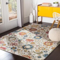 Livabliss Hanshu Fonfria Abstract Carpet 200x275 cm, Modern Marble Design for Living Room, Dining, Lounge & Bedroom, Soft Luxurious Medium Pile, Cream Orange Blue Pink