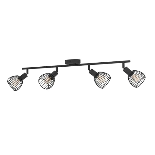 Eglo Sonnino Ceiling Light Fitting, 4 Spots Ceiling lamp, Industrial spotllight bar Made of Black Metal, Ceiling Light Fixture with E14 Socket