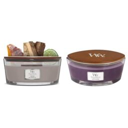 Woodwick Ellipse Scented Candle with Crackling Wick - Fireside - Up to 50 Hours Burn Time & WoodWick Scented Candle, Spiced BlackBerry Ellipse Candle, with Crackling Wick, Burn Time