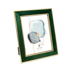 Isaac Jacobs Velvet Picture Frame with Metallic Gold Double Border, Photo Frame, Horizontal & Vertical, Made for Tabletop & Wall Display, for Home and Office (8x10, Green)