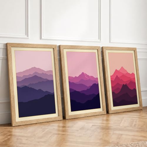 Mountain Reverie Minimalist Set of 3 Framed Wall Art Prints A3