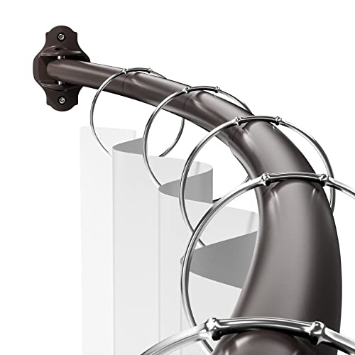 Mcrbeay Curved Shower Curtain Rod, Adjustable 40-72 inches Extra Wide Curved Shower Rods for Bathroom, Stainless Steel Round Shower Curtain Rod for Bathtub, Rustproof, Bronze