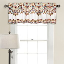"Lush Decor Clara Valance Paisley Damask Print Bohemian Style Single Curtain, 52"" W x 18"" L, Turquiose & Tangerine"