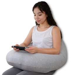 QUEEN ROSE Gaming Pillow, Lap Reading Pillow for Adults, Shoulder&Elbow Pressure Relief, Light Grey