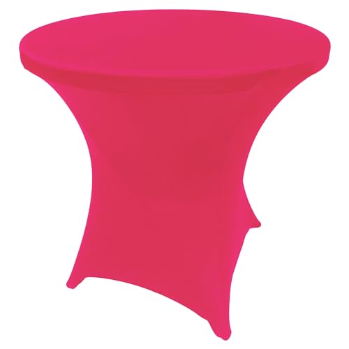 Goldstream Point Hot Pink 32 Inch Round x 30 Inch Tall Spandex Cocktail Tablecloth Folding Cover Stretch