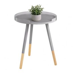 Premier Housewares Round Small Side Table Small Outside Table Small Outdoor Table Side Table MDF Grey Table Wood Narrow Side Table 49 x 40 x 40 cm