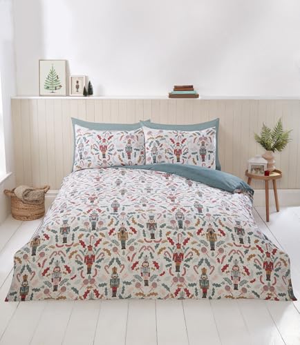 Rapport home Nutcracker Christmas Single Duvet Cover Set - Festive Microfibre Bedding with Pillowcase - Vibrant Multicolor Holiday Design - Easy Care & Cozy Comfort