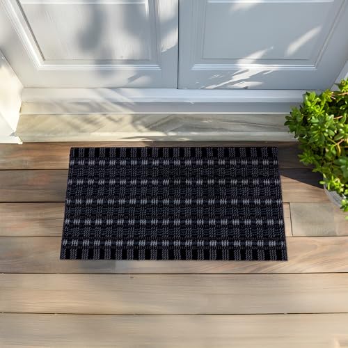 Astra Premium Outdoor Poly Brush Mat, Polypropylene Foot Mat, Polypropylene, black/charcoal, 40 x 60 cm