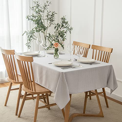 maxmill Rectangle Checkered Tablecloth Waterproof Spillproof Wrinkle Resistant Buffalo Plaid Heavy Weight Table Cloth Gingham Table Cover for Outdoor and Indoor Use, 52 x 70 Inch Grey White