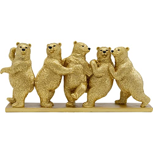 Kare Design Tipsy Dancing Bears Decorative Figurine, Gold, 14 x 30 x 8 cm, Decorative Sculpture, Collectible, Statement Piece, Pop Art, Home D??cor, Living Room