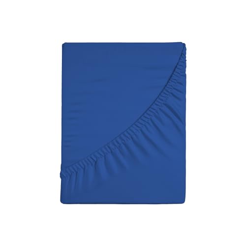 Zer0bed, Fitted Sheet with Corners, Single Colour, 100% Cotton, Maxi Angle, 30 cm, Single Size, Royal, 90 x 200 cm