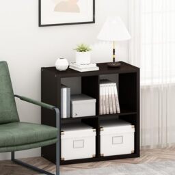 Furinno CUBICLE Book Shelf, 4-Cube Bookself, Thick Frame Bookcase with Reversible Open Back, 37.1 x 76.2 x 76.2 cm, for Living Room, Bedroom, Home Office, Black Oak