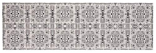 Zala Living Cook & Clean Runner - Non-Slip Rug Runner Flat Weave Short Pile Rug Kitchen Rug Washable Kitchen Runner Tile for Hallway, Kitchen, Living Room - Grey, 45 x 140 cm