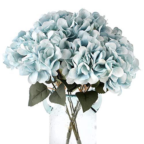 Louiesya Artificial Flowers Silk Hydrangea with 5 Big Heads Fake Flower Bunch Bouquet for Home Wedding Party Decor DIY