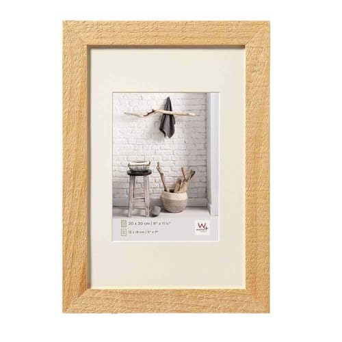 walther design Picture Frame Natural 13 x 18 cm with PassepArtout, Home Wooden Frame HO318H