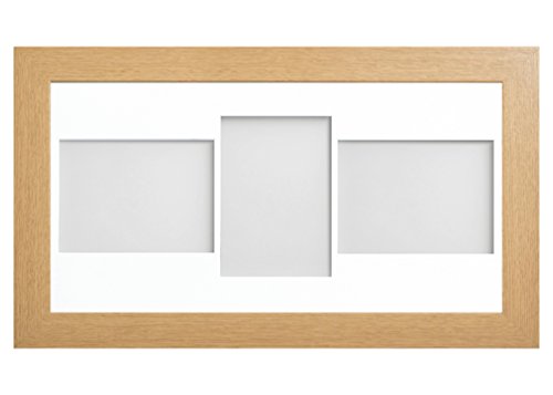 Frame Company Watson Beech Multi-Aperture Photo Frame with Mount, 20x10 for 7x5 (x3 LPL) * Choice of Frame Colour and Mount Design* NEW