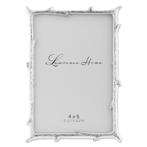 Lawrence Frames 712646 4x6 Silver Metal Natural Branch Design Picture Frame