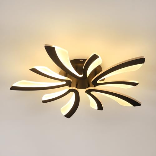 Comely Modern LED Ceiling Lamp, 50W 5625LM, Large Living Room Bedroom Light, 72cm, Warm 3000K, Black
